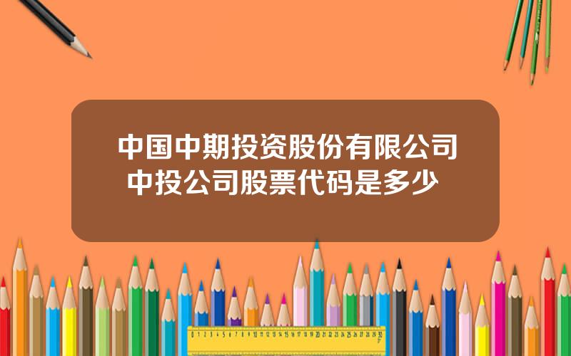 中国中期投资股份有限公司 中投公司股票代码是多少